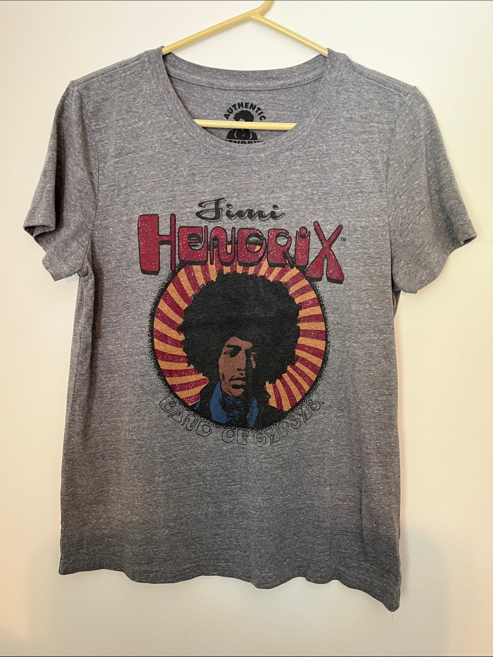 Authentic Jimi Hendrix Band of Gypsies Graphic Tee Grey Sparkle Lucky